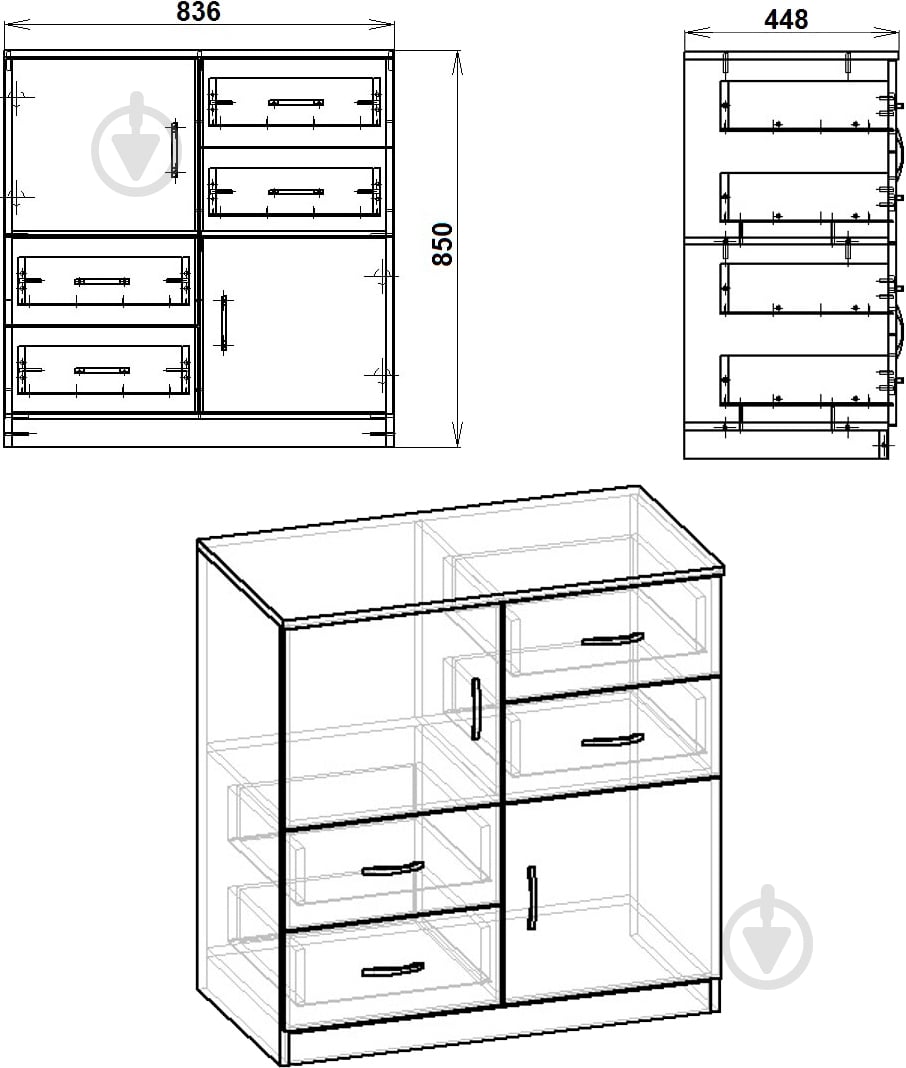 Комод Компанит 2+4 нимфея альба - фото 3