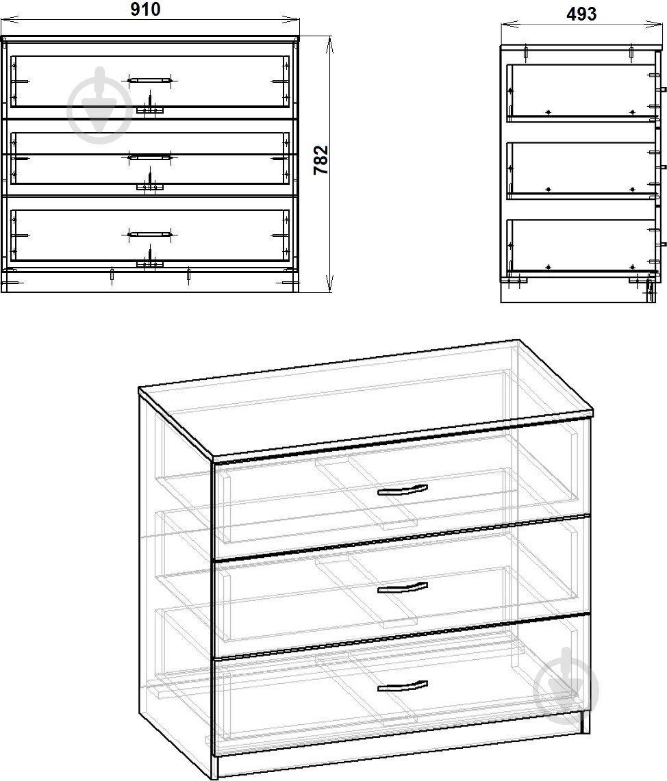 Комод Компанит 3Б нимфея альба - фото 3