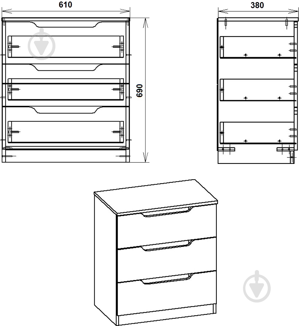 Комод Компанит 3М нимфея альба/нимфея альба - фото 3