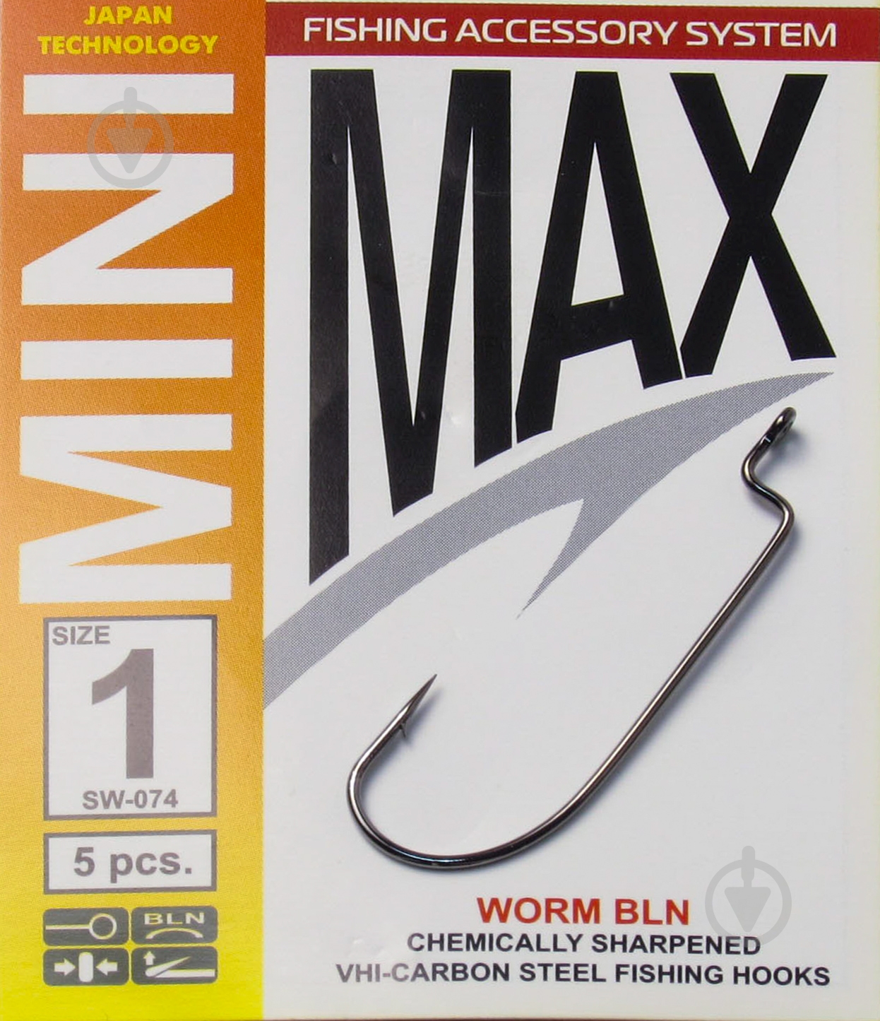 Крючок MiniMax Worm №1 5 шт. SW074-1 - фото 1