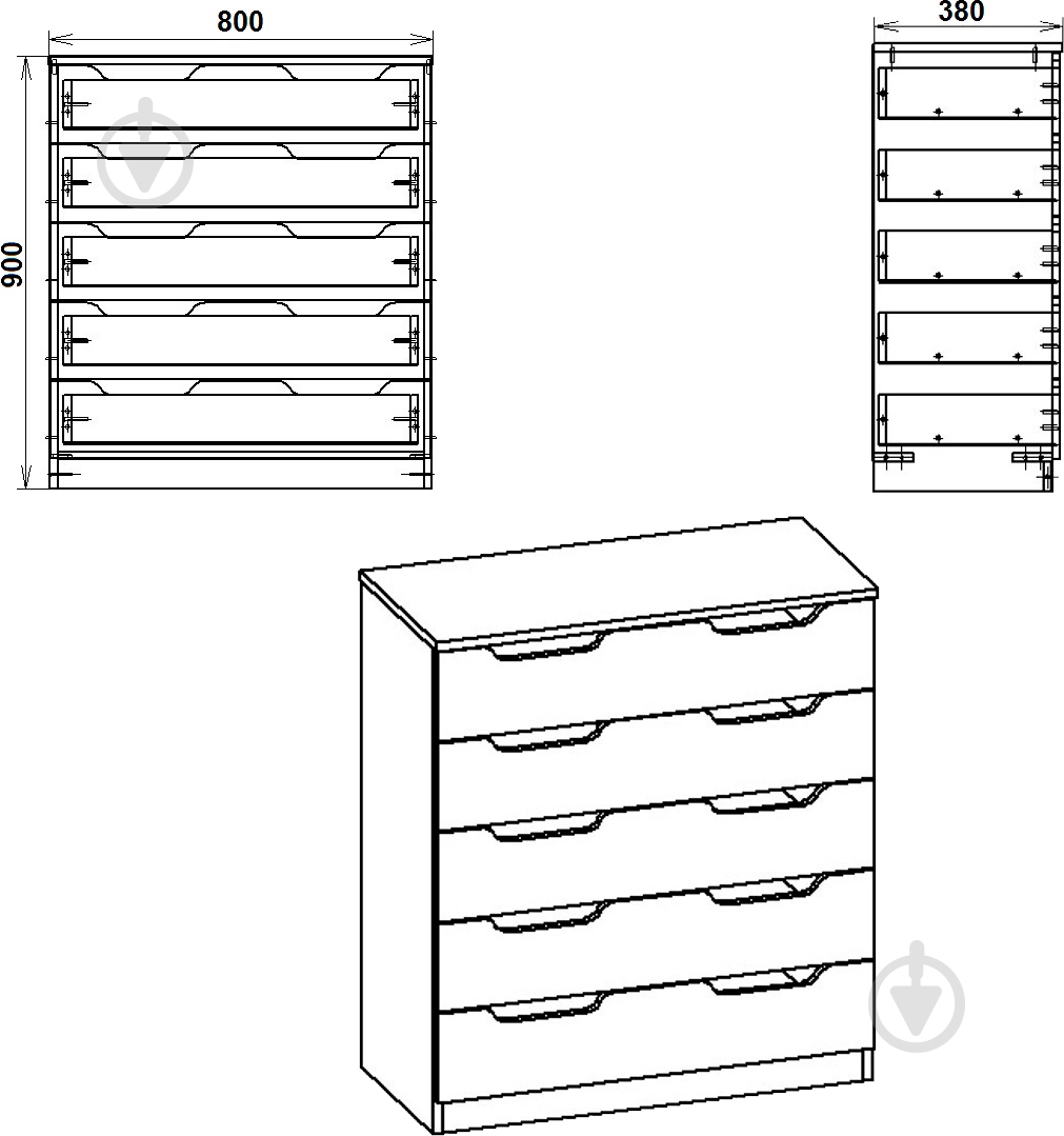 Комод Компанит 5М нимфея альба/нимфея альба - фото 3 Комод Компанит 5М нимфея альба/нимфея альба - фото 3