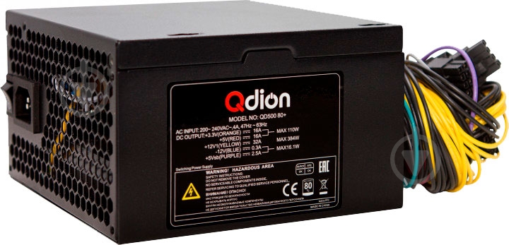 Блок питания Qdion QD 500 80+ 500 Вт - фото 1 Блок питания Qdion QD 500 80+ 500 Вт - фото 1