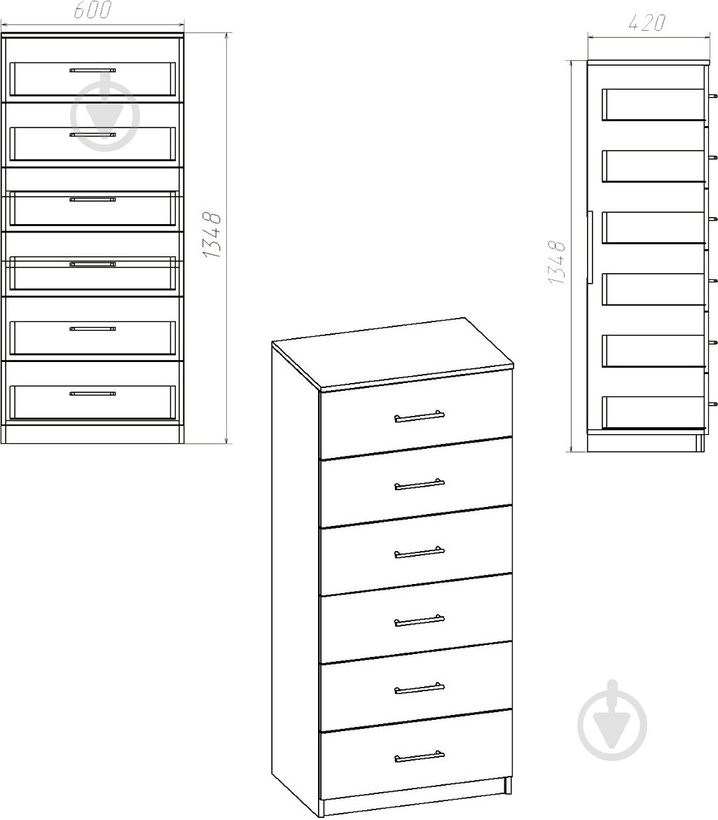 Комод Компанит 6 МДФ нимфея альба/нимфея альба - фото 3