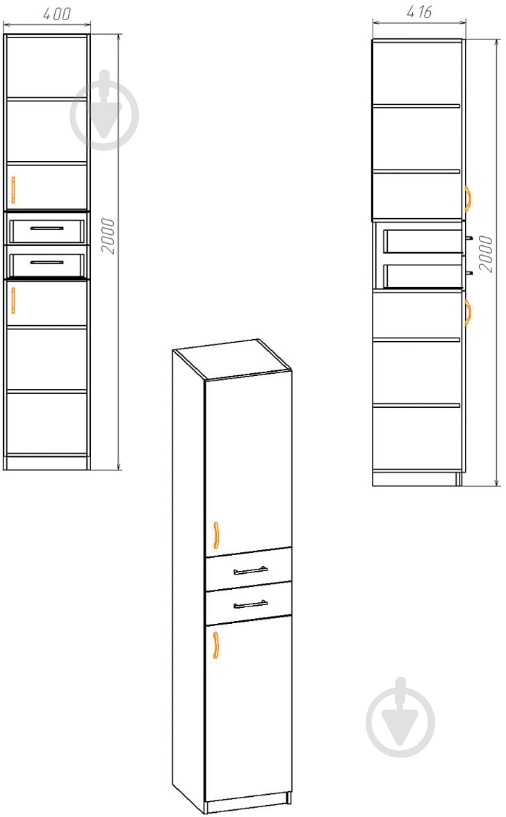 Шкаф Компанит Пенал-3 МДФ нимфея альба - фото 3