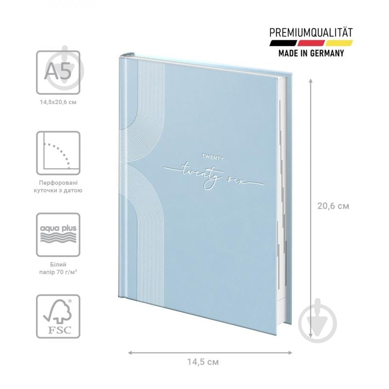 Щоденник датований Стандарт Torino Trend Brunnen A5 2026 73-795 38 326 блакитний - фото 2 Щоденник датований Стандарт Torino Trend Brunnen A5 2026 73-795 38 326 блакитний - фото 2