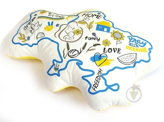 Подушка декоративная Карта Украины 35x57 см белый с рисунком - фото 1