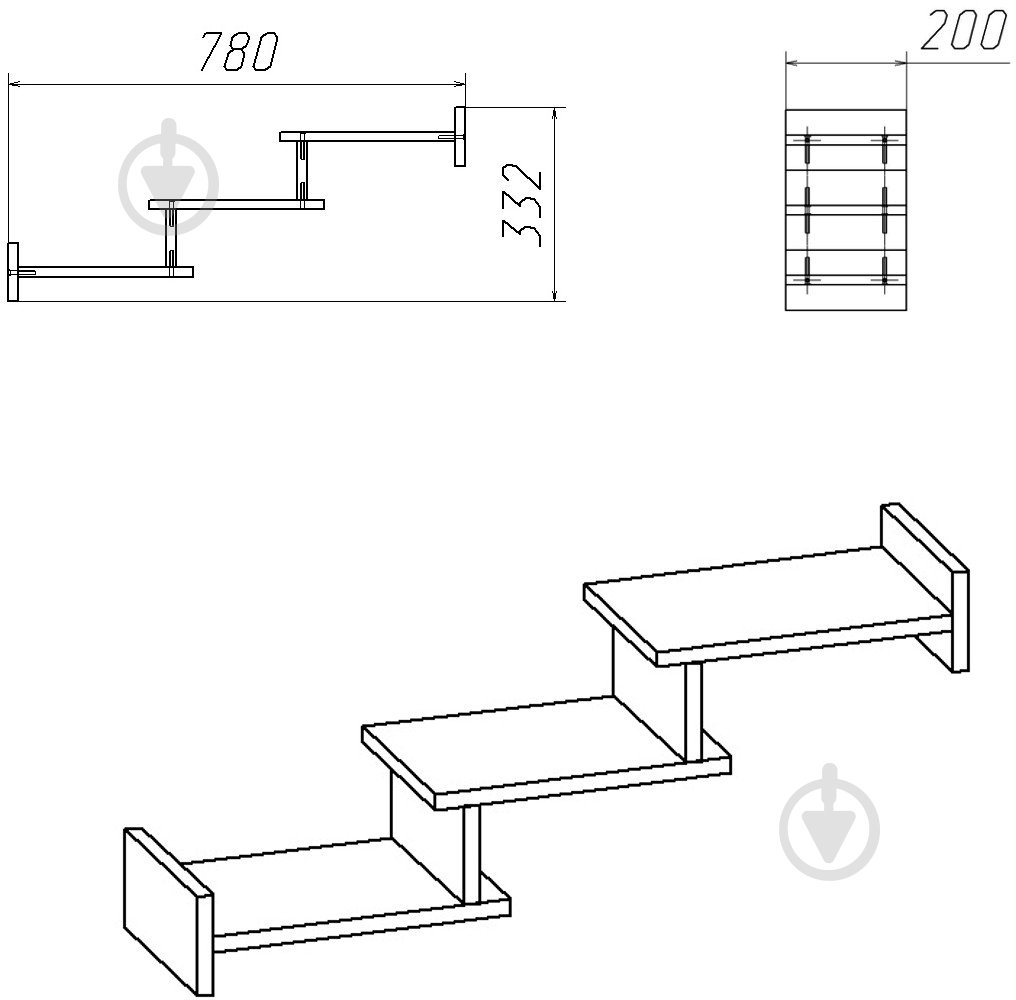 Полка Компанит П-14 780x332 мм нимфея альба - фото 3