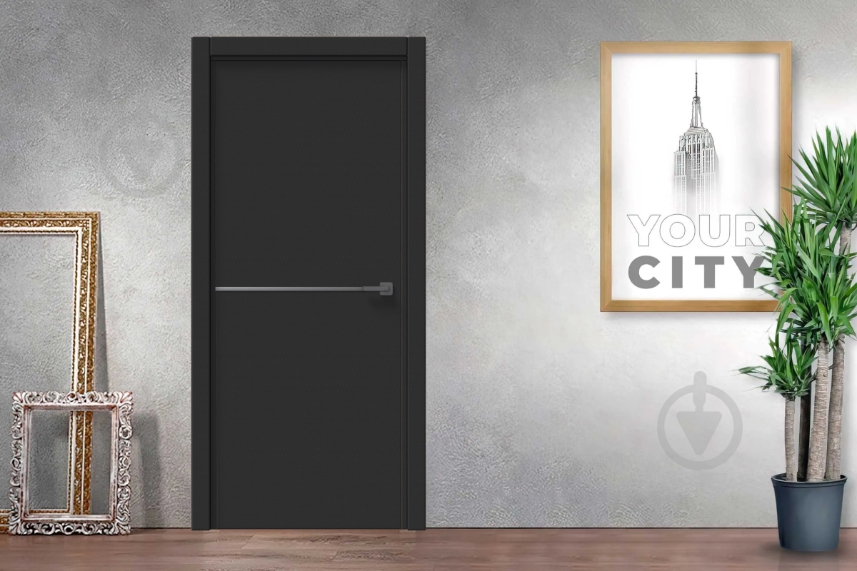 Дверне полотно IN WOOD ET-02 ПГ із чорним молдингом і кромкою 600 мм чорна корка - фото 2 Дверне полотно IN WOOD ET-02 ПГ із чорним молдингом і кромкою 600 мм чорна корка - фото 2