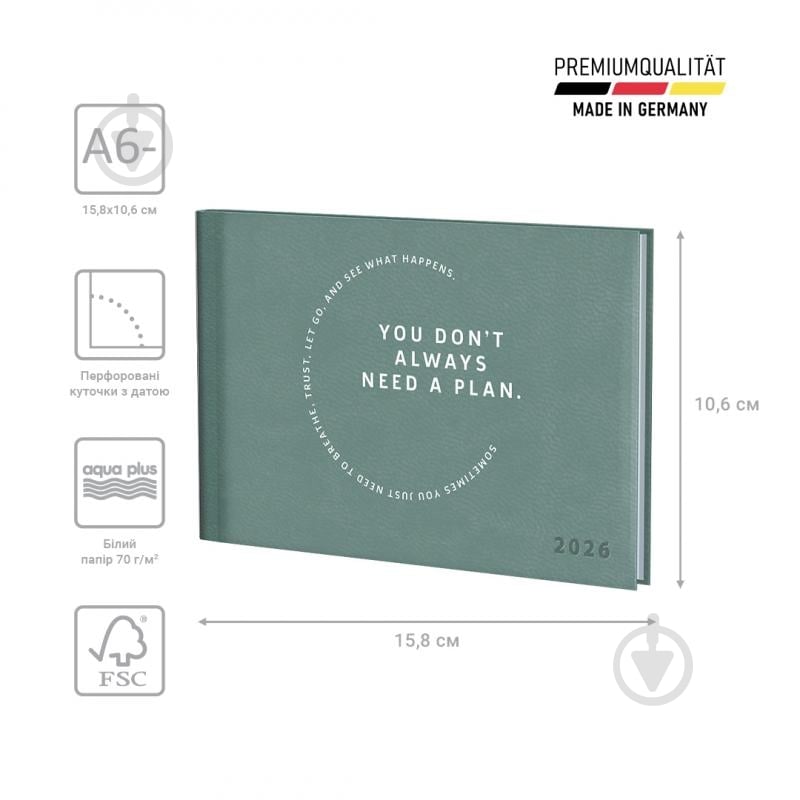 Щотижневик кишеньковий датований Torino Trend Brunnen A6 2026 73-755 38 536 бірюзовий - фото 2 Щотижневик кишеньковий датований Torino Trend Brunnen A6 2026 73-755 38 536 бірюзовий - фото 2