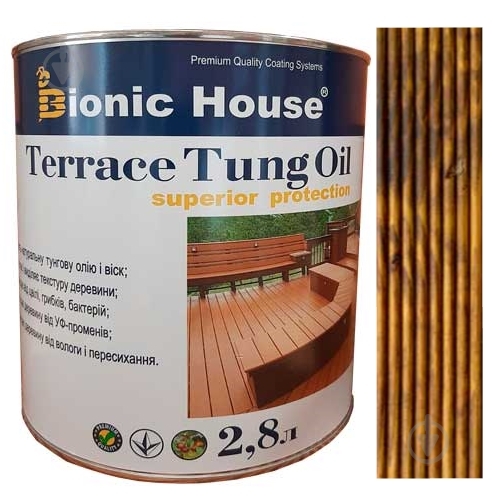 Масло тунговое Bionic House для террас Terrace Tung Oil орех 2,8 л - фото 1
