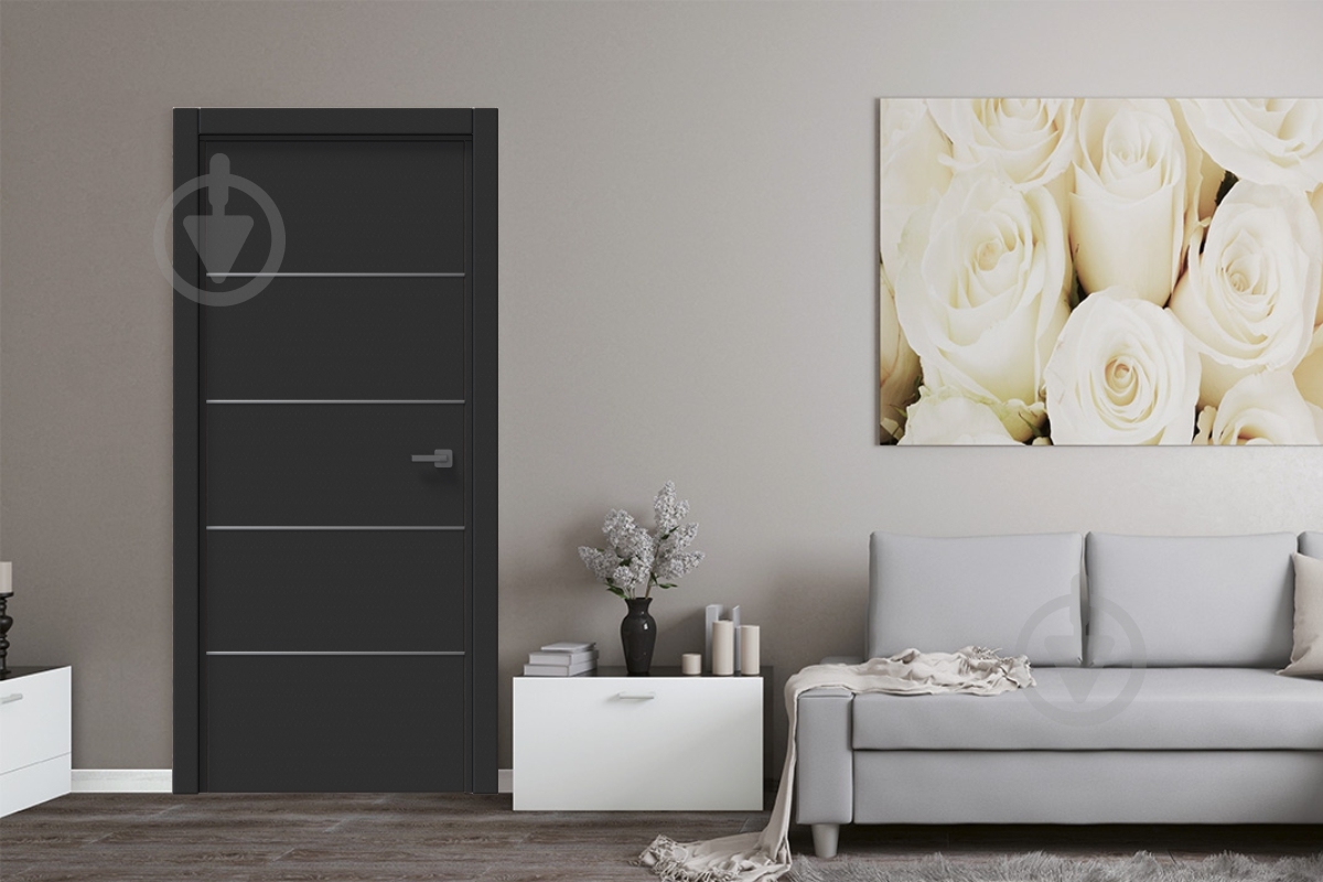 Дверне полотно IN WOOD ET-04 ПГ із чорним молдингом і кромкою 600 мм чорна корка - фото 2 Дверне полотно IN WOOD ET-04 ПГ із чорним молдингом і кромкою 600 мм чорна корка - фото 2