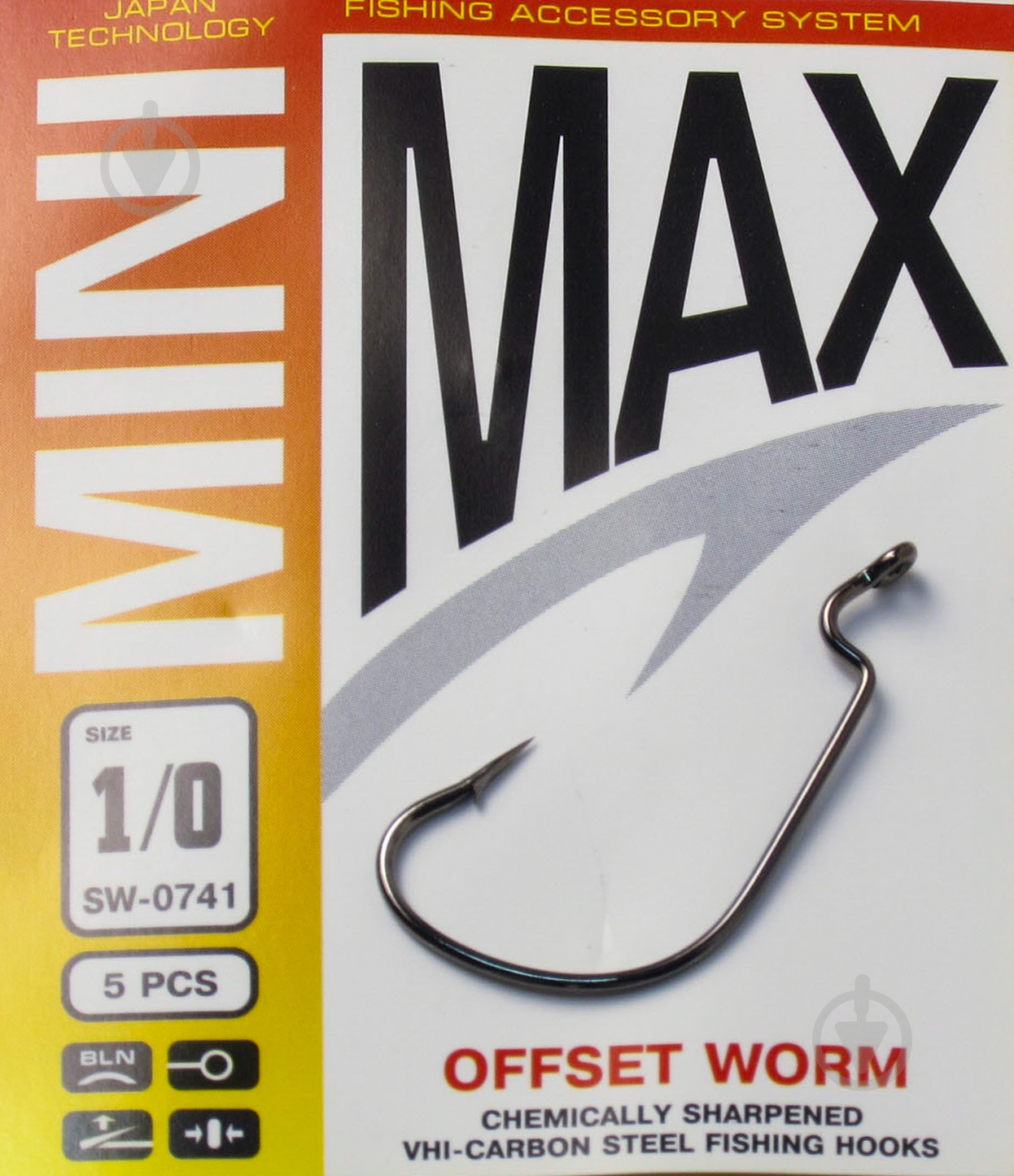 Гачок MiniMax Offset Worm №1/0 5 шт. SW0741-1/0 - фото 1