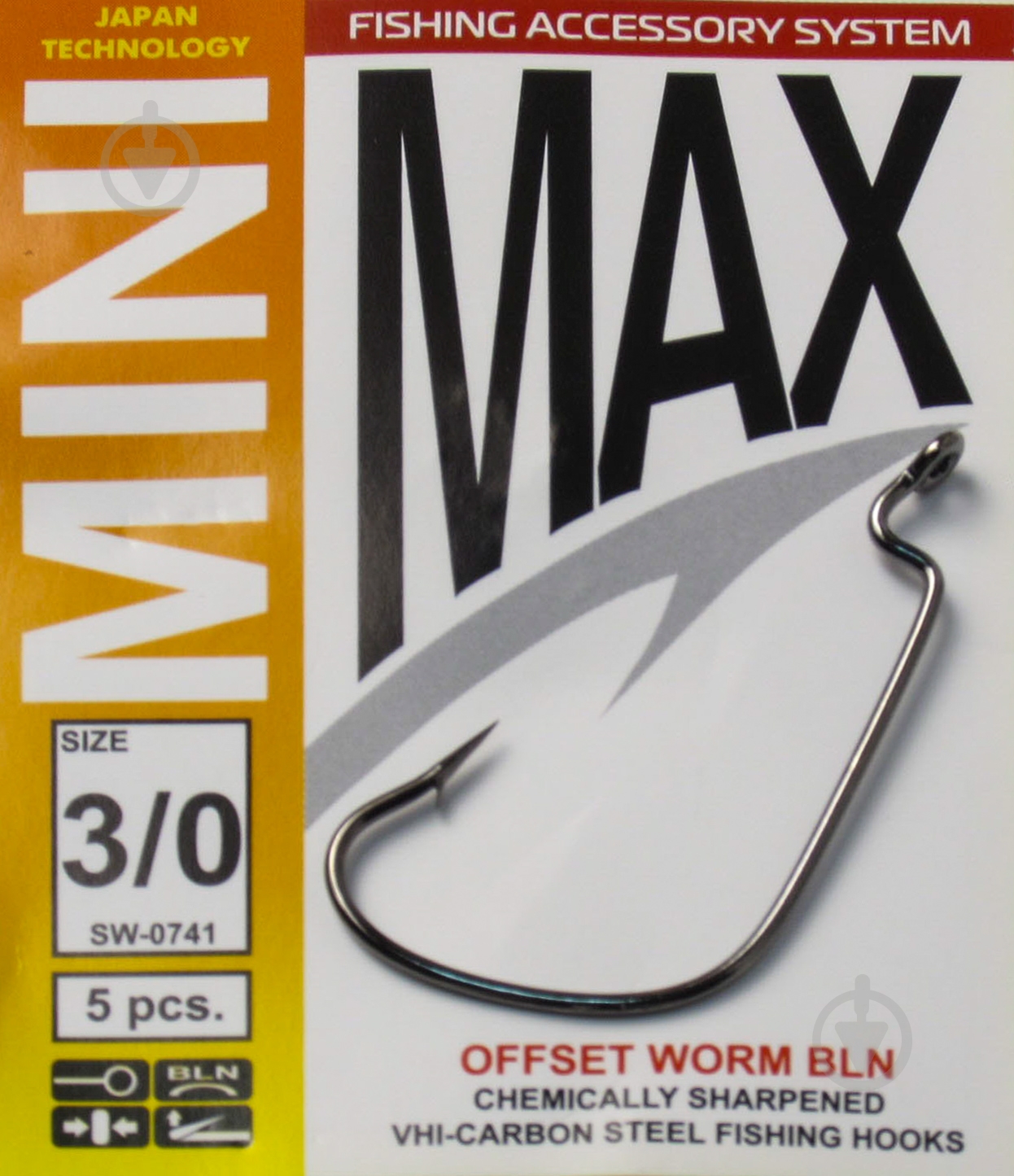 Крючок MiniMax Offset Worm №3/0 5 шт. SW0741-3/0 - фото 1