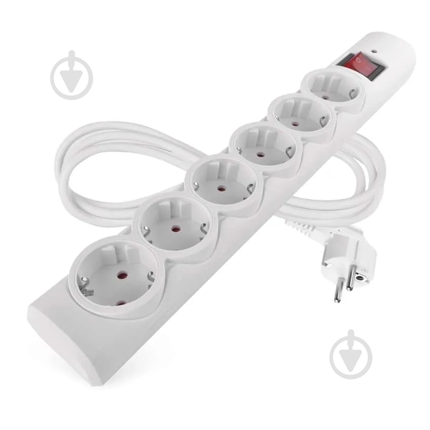 Мережевий фільтр Emos 10 A 2300 Вт із заземленням 6 гн. білий 1,5 м P54215 - фото 1