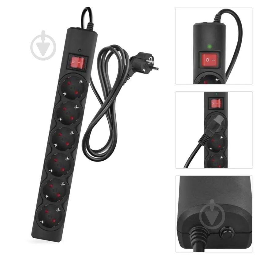 Мережевий фільтр Emos 10 A 2300 Вт із заземленням 6 гн. чорний 1,5 м P54218 - фото 11