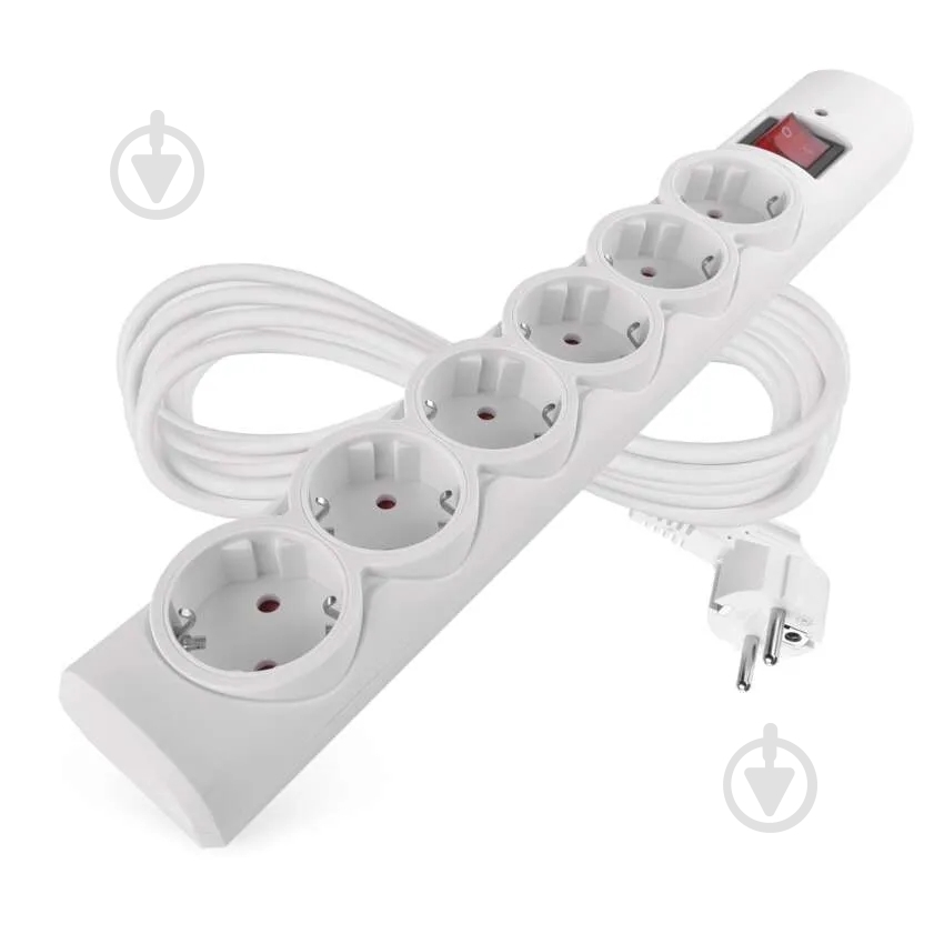 Сетевой фильтр Emos 10 A 2300 Вт с заземлением 6 гн. белый 5 м P54217 - фото 1