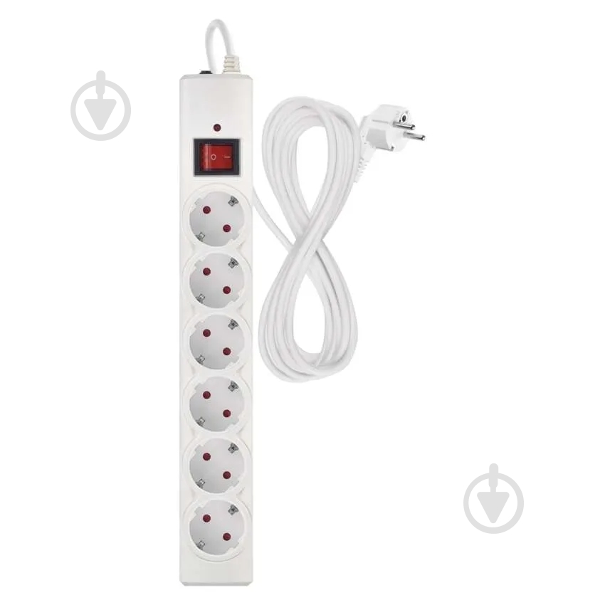 Сетевой фильтр Emos 10 A 2300 Вт с заземлением 6 гн. белый 5 м P54217 - фото 2