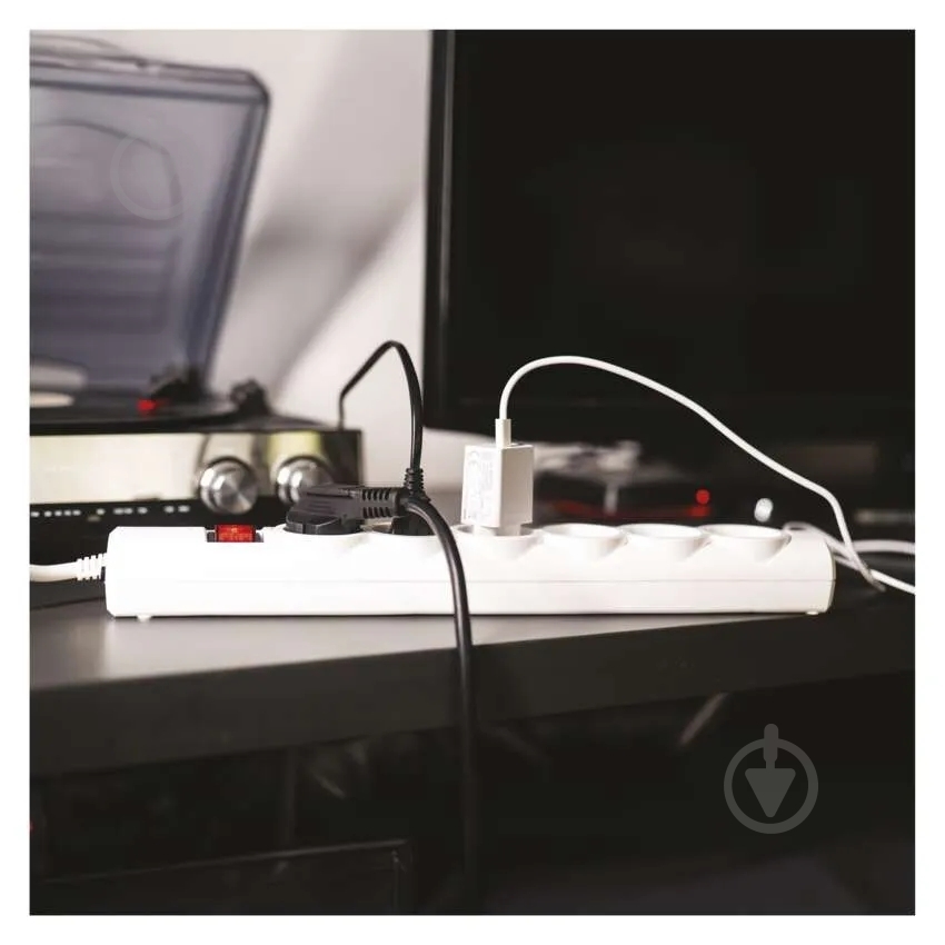 Сетевой фильтр Emos 10 A 2300 Вт с заземлением 6 гн. белый 5 м P54217 - фото 10