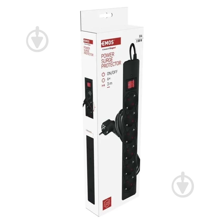 Мережевий фільтр Emos 10 A 2300 Вт із заземленням 6 гн. чорний 3 м P54219 - фото 7 Мережевий фільтр Emos 10 A 2300 Вт із заземленням 6 гн. чорний 3 м P54219 - фото 7