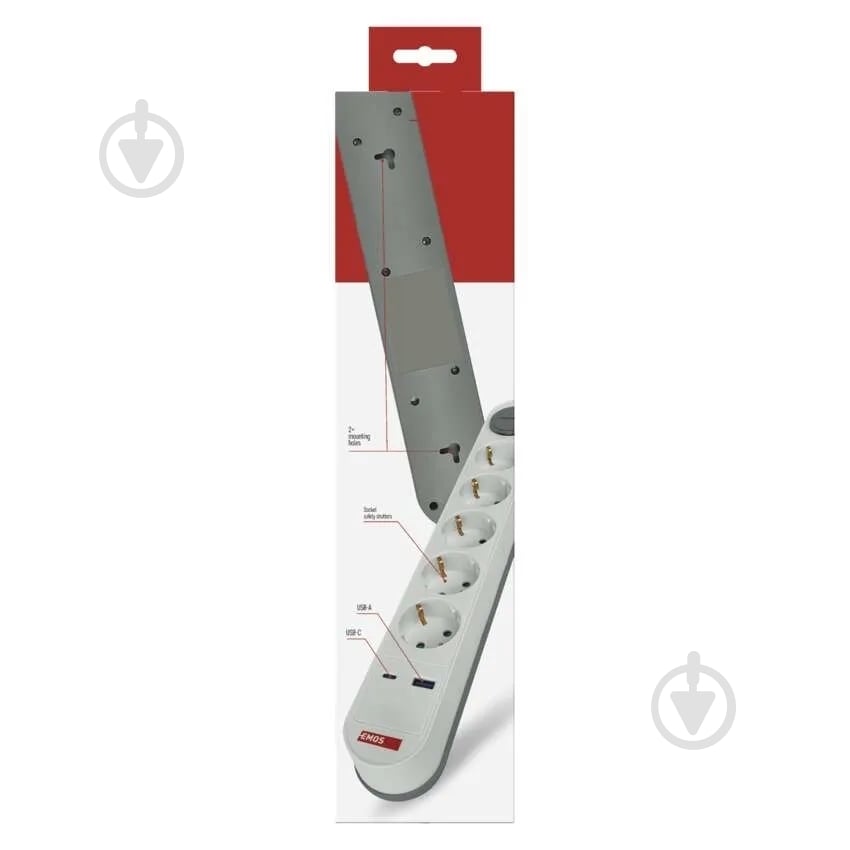 Удлинитель Emos 16 A 3680 Вт 1хUSB-A 1хUSB-C с заземлением 5 гн. белый 3 м P1523FC - фото 9 Удлинитель Emos 16 A 3680 Вт 1хUSB-A 1хUSB-C с заземлением 5 гн. белый 3 м P1523FC - фото 9