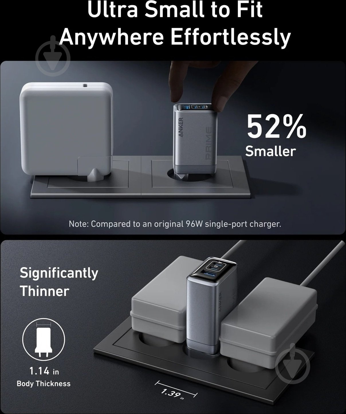 Сетевое зарядное устройство Anker GaNPrime Charger 100W 2xUSB-C PD / 1xUSB-A Foldable Silver (A2688341) - фото 5 Сетевое зарядное устройство Anker GaNPrime Charger 100W 2xUSB-C PD / 1xUSB-A Foldable Silver (A2688341) - фото 5