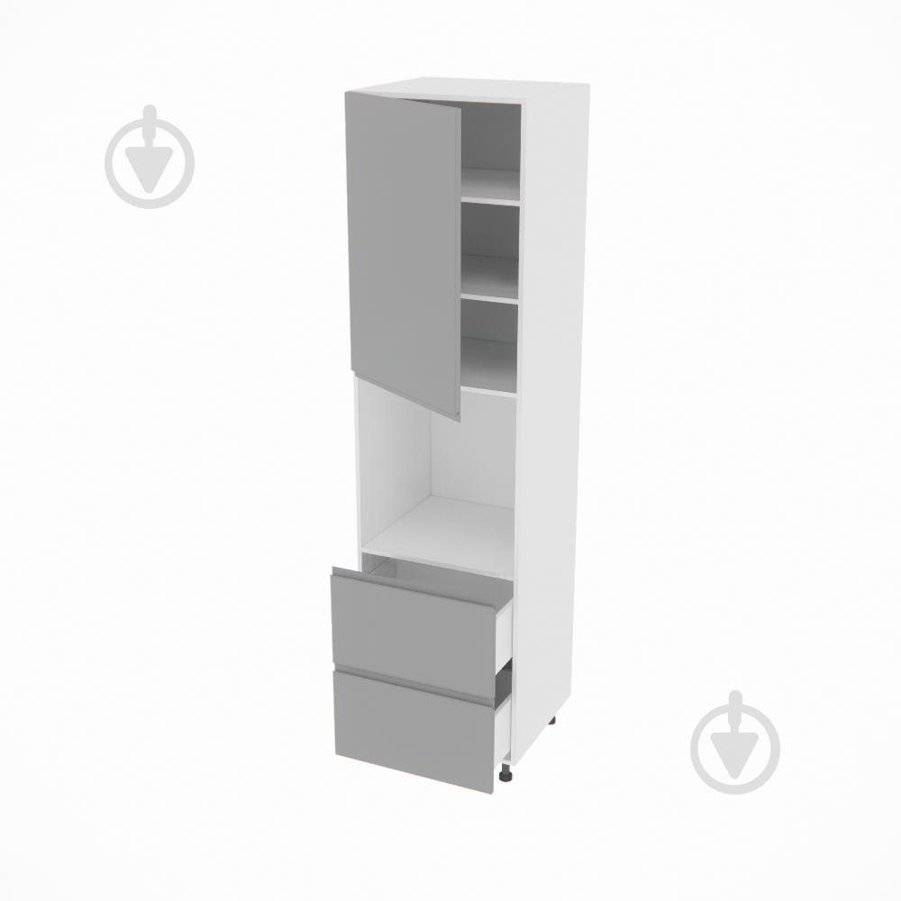 Пенал Влада ( П 60 ДШ (920) FAVORIT левая) серый бархат/белый Світ Меблів - фото 2 Пенал Влада ( П 60 ДШ (920) FAVORIT левая) серый бархат/белый Світ Меблів - фото 2