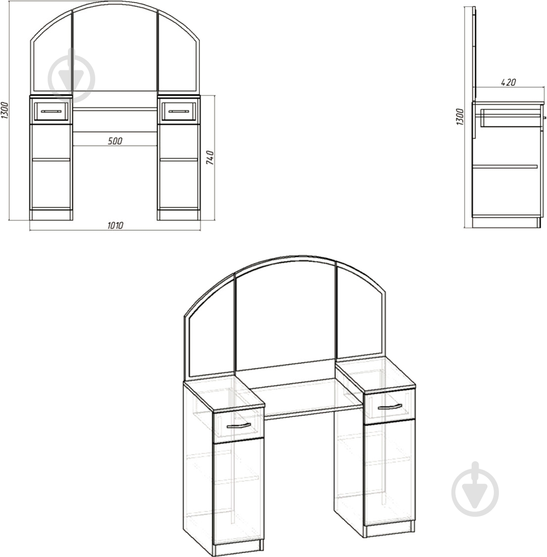 Трюмо Компанит 4 нимфея альба - фото 3
