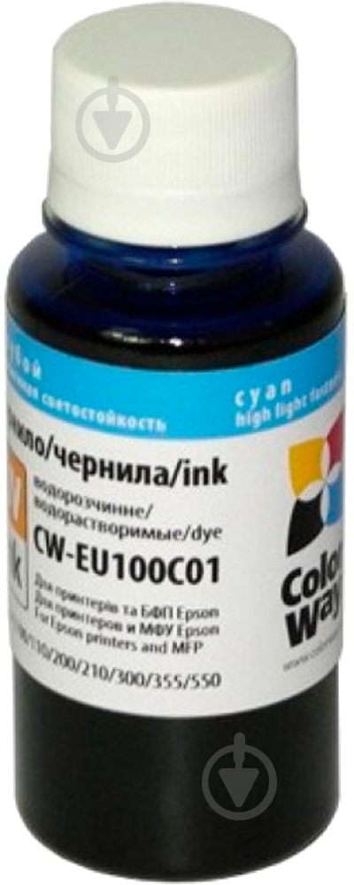 Чернила ColorWay CW-EU100С01 100мл cyan - фото 1