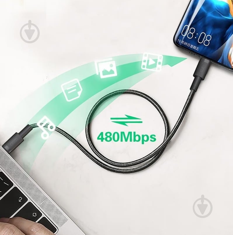 Кабель Xo NBQ199 High Power Braided Type-C to Type-C — 100W 1 м чорний (NBQ199_С_Black) - фото 4 Кабель Xo NBQ199 High Power Braided Type-C to Type-C — 100W 1 м чорний (NBQ199_С_Black) - фото 4