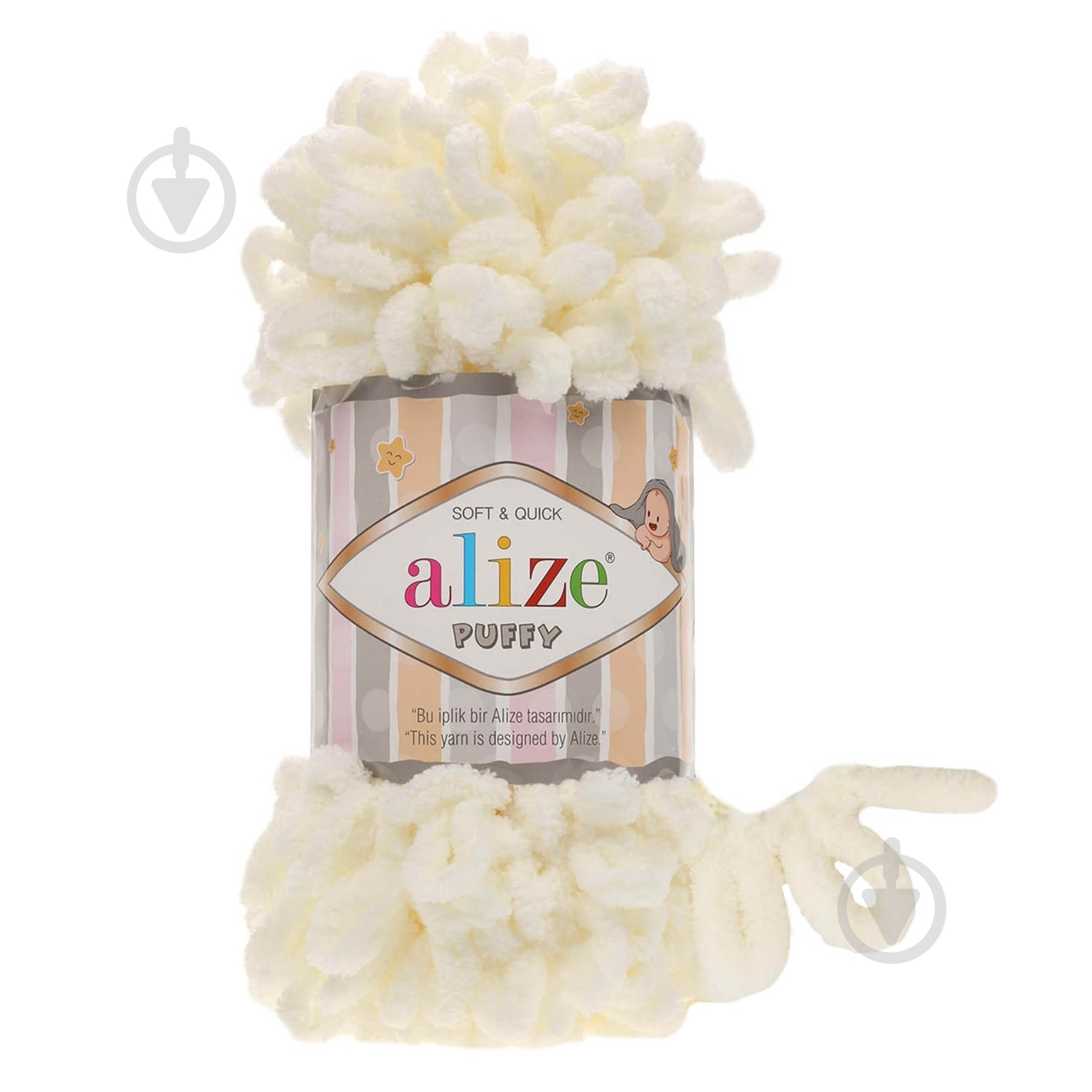 Пряжа для вязания Alize Puffy №62 молочный 549 - фото 1