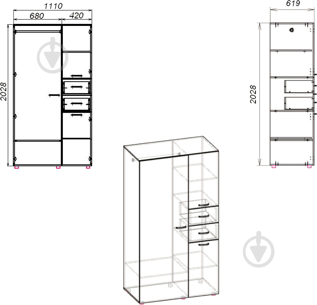 Шкаф Компанит 19 нимфея альба - фото 3