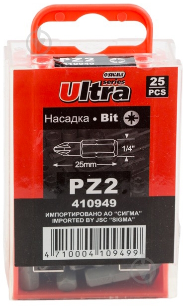 Набор бит Ultra PZ 2×25 мм ¼" 25 шт. 4010502 - фото 1