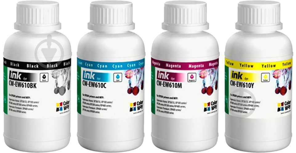 Комплект чернил ColorWay CW-EW610SET02 4х200мл magenta cyan yellow black - фото 1
