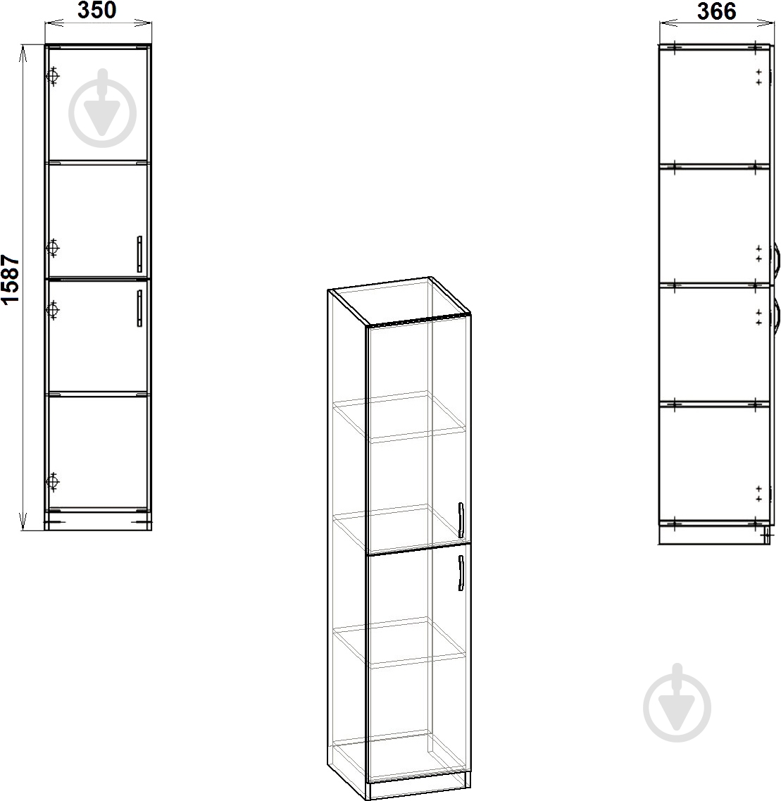 Шкаф Компанит КШ-13 нимфея альба - фото 3