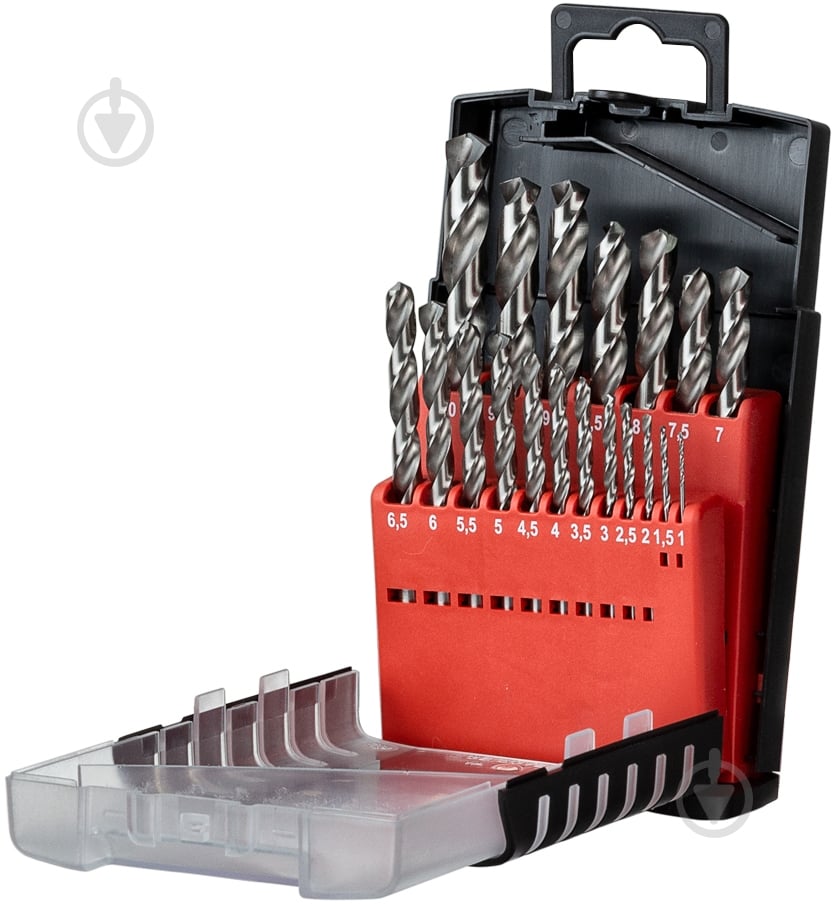 Набор сверл по металлу Ultra Р6М5 полированных 1.0-10.0мм 19 шт. 1191712 - фото 1 Набор сверл по металлу Ultra Р6М5 полированных 1.0-10.0мм 19 шт. 1191712 - фото 1