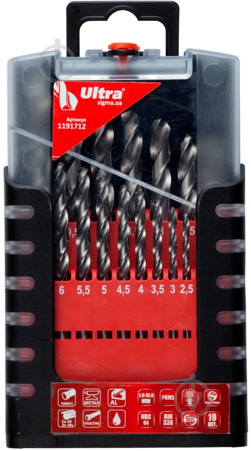 Набор сверл по металлу Ultra Р6М5 полированных 1.0-10.0мм 19 шт. 1191712 - фото 7 Набор сверл по металлу Ultra Р6М5 полированных 1.0-10.0мм 19 шт. 1191712 - фото 7