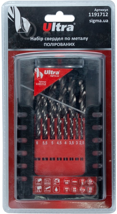 Набор сверл по металлу Ultra Р6М5 полированных 1.0-10.0мм 19 шт. 1191712 - фото 8 Набор сверл по металлу Ultra Р6М5 полированных 1.0-10.0мм 19 шт. 1191712 - фото 8