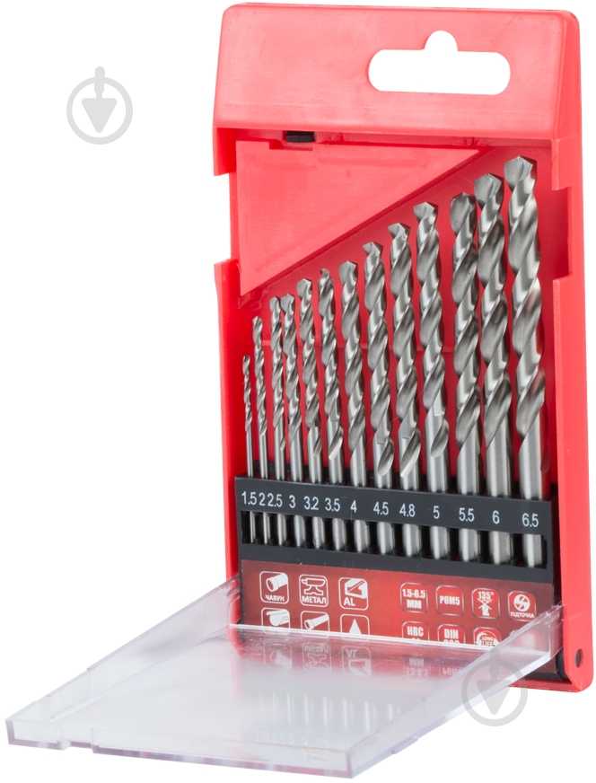 Набор сверл по металлу Ultra Р6М5 полированный 1.5-6.5мм 13 шт. 1191682 - фото 1 Набор сверл по металлу Ultra Р6М5 полированный 1.5-6.5мм 13 шт. 1191682 - фото 1