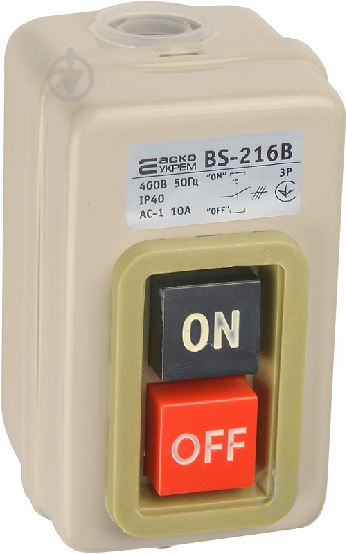 Выключатель кнопочный Аско-Укрем BS-216B A0140020208 - фото 2