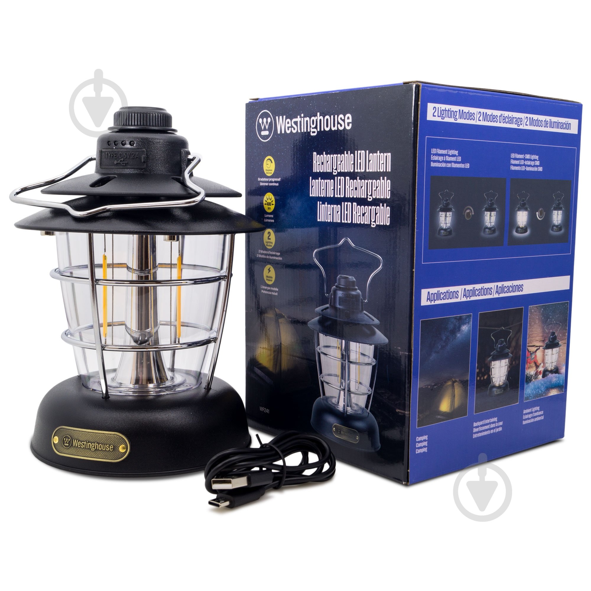 Фонарь Westinghouse RETRO 6W LED Filament WF241 Type-C 400 Lm черный WF241-CB(Black) - фото 5 Фонарь Westinghouse RETRO 6W LED Filament WF241 Type-C 400 Lm черный WF241-CB(Black) - фото 5