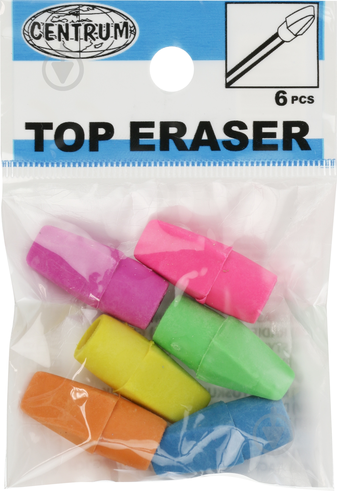 Ластик для карандашей TOP 6 шт. 86616 Centrum - фото 1
