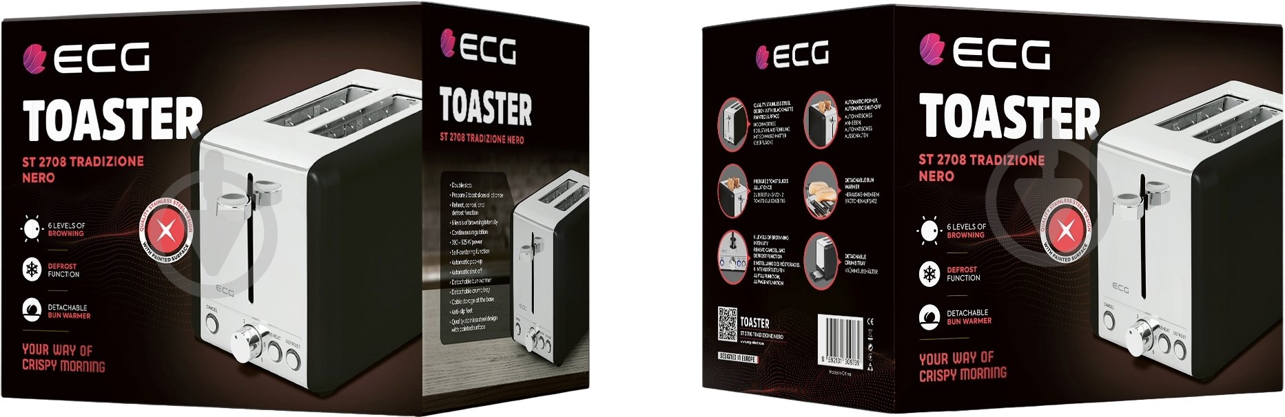 Тостер ECG ST 2708 Tradizione Nero - фото 9