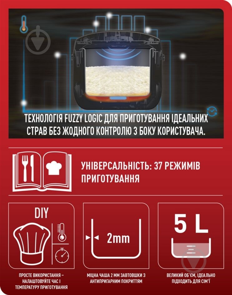 ВИТРИНА! Мультиварка Tefal Essential Multicooker RK321A34 - фото 4