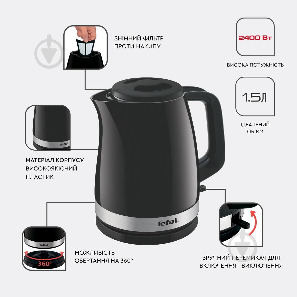 ВІТРИНА! Електрочайник Tefal Delfini KO150F30 - фото 12 ВІТРИНА! Електрочайник Tefal Delfini KO150F30 - фото 12