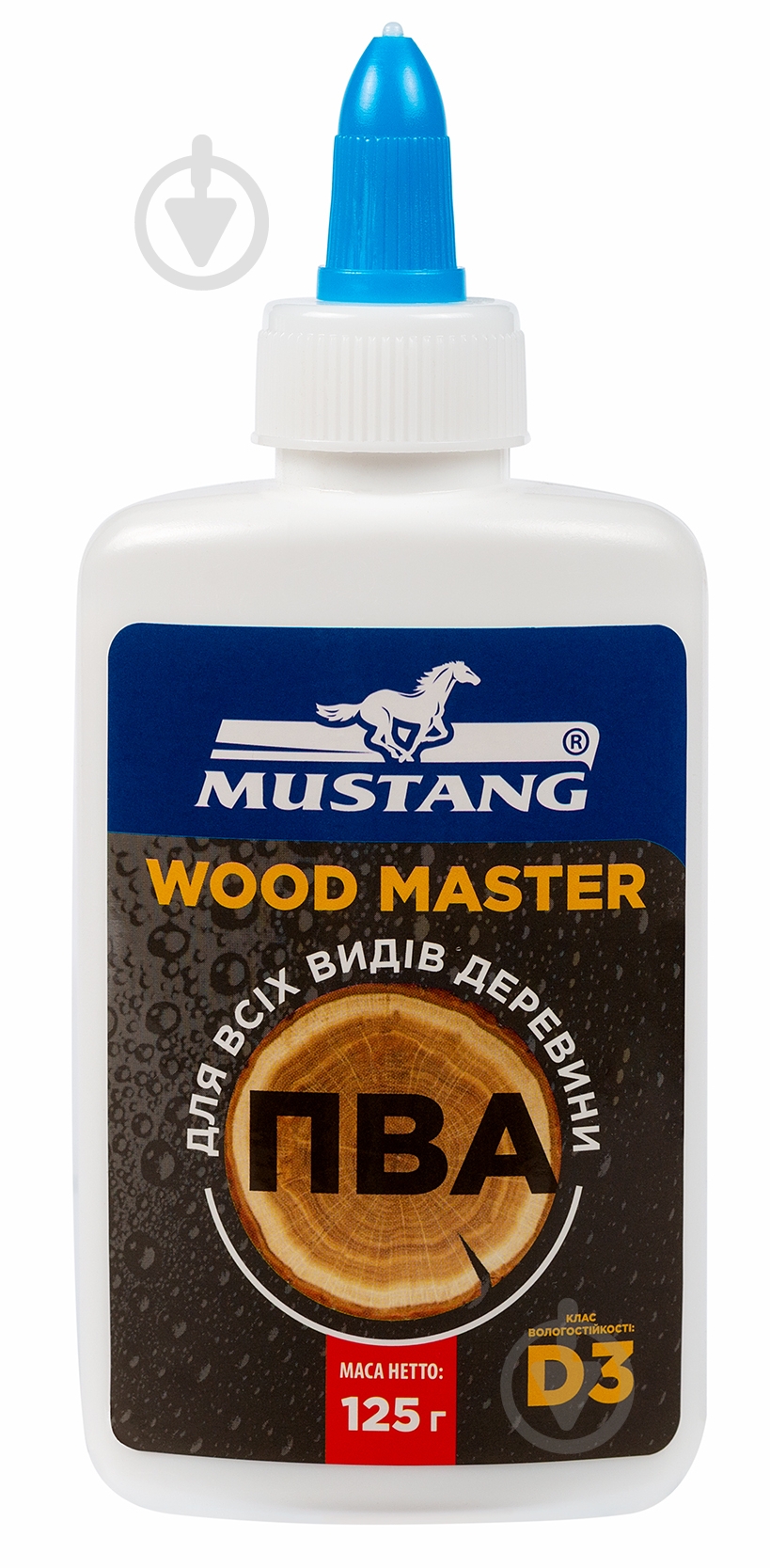 Клей для деревини Mustang ПВА WOOD MASTER 125г для дерева - фото 1 Клей для деревини Mustang ПВА WOOD MASTER 125г для дерева - фото 1