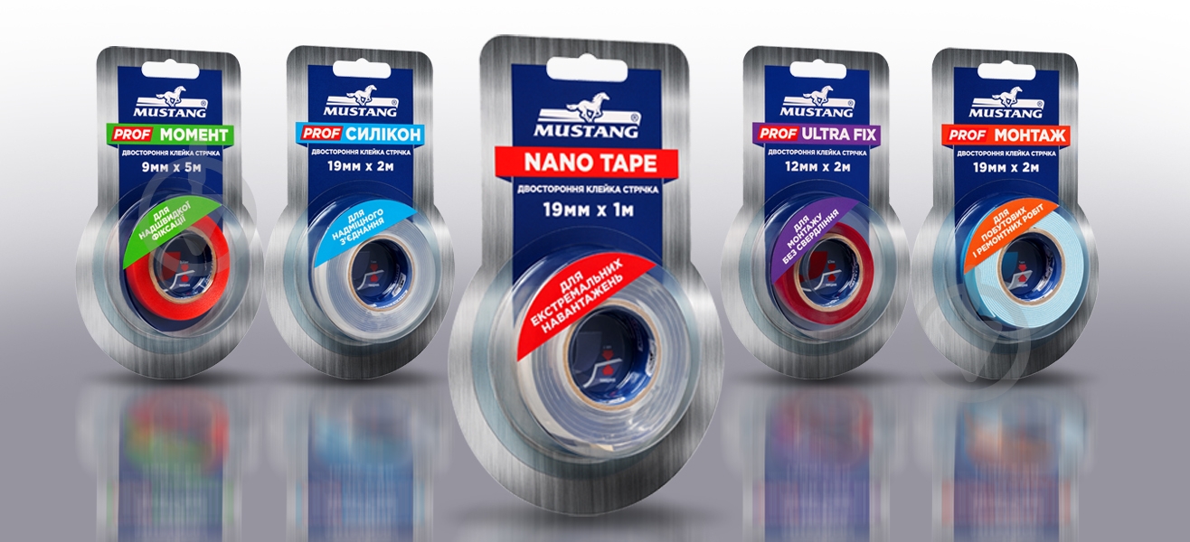 ᐉ Двусторонняя клейкая лента Mustang NANO TAPE прозрачная