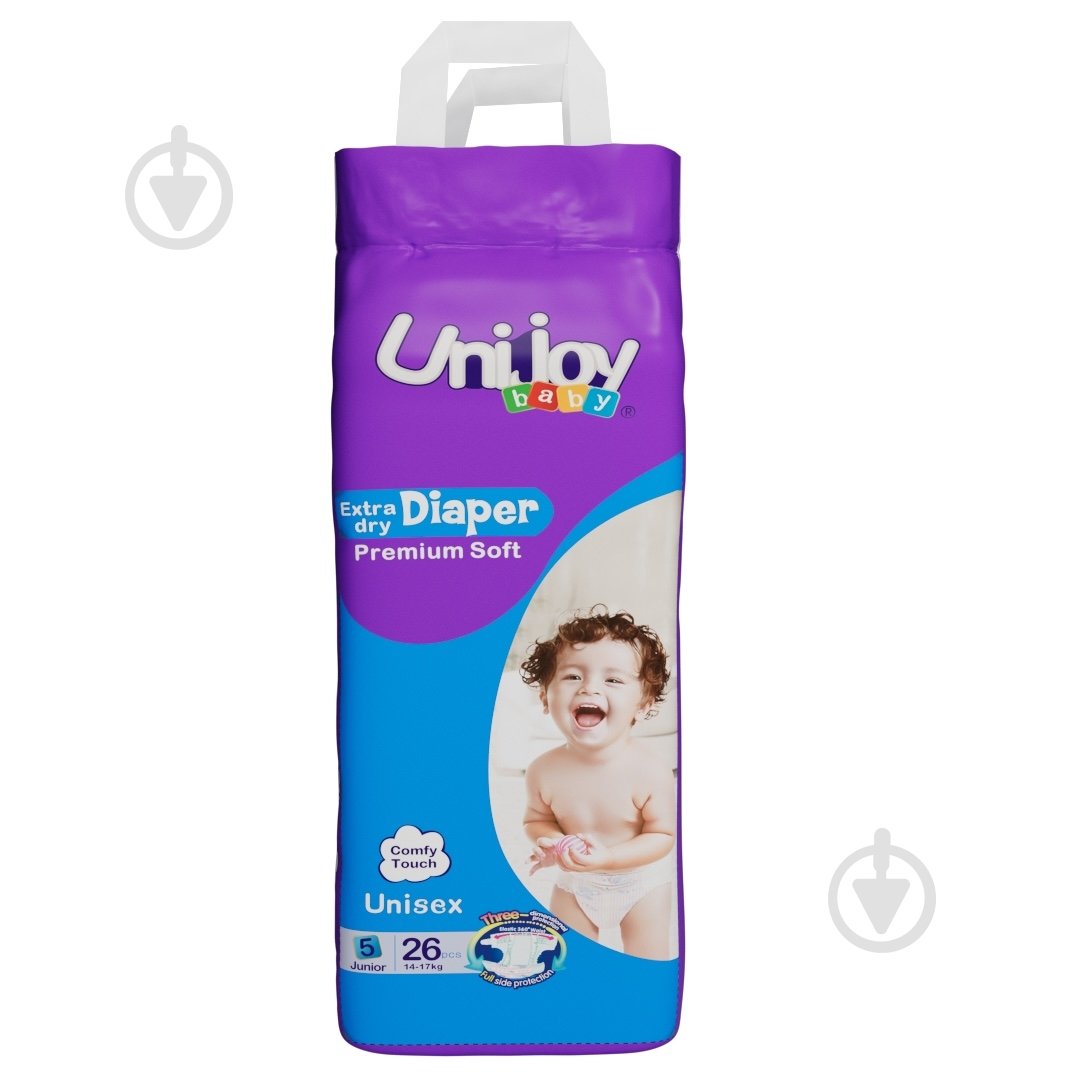 Подгузники UNIJOY Soft XL 5 14-17 кг 26 шт. - фото 1 Подгузники UNIJOY Soft XL 5 14-17 кг 26 шт. - фото 1