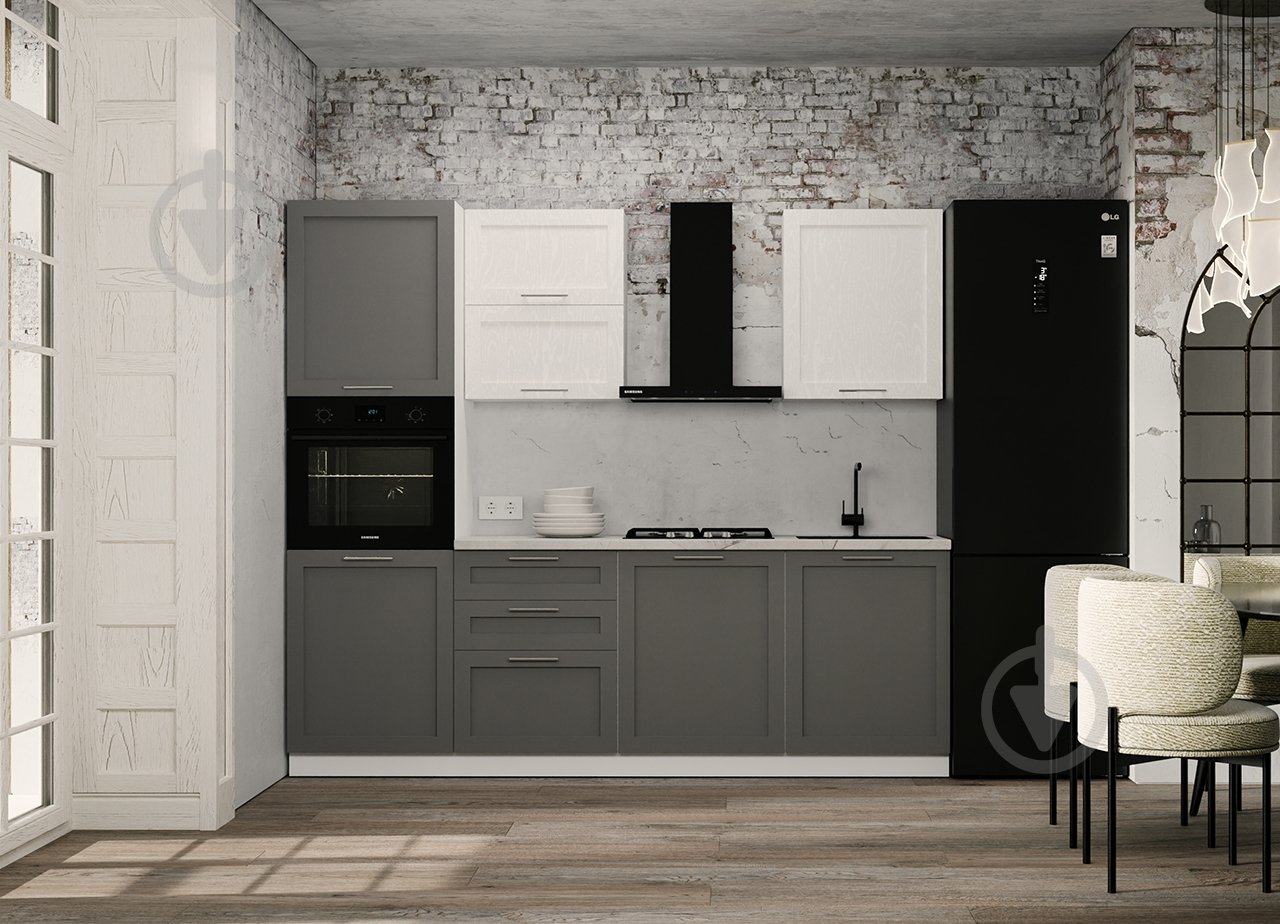 Кухня модульна ROKO Руна пряма МДФ 2,4×2,4м альбіон структура сімпл/лід сімпл/білий - фото 1 Кухня модульна ROKO Руна пряма МДФ 2,4×2,4м альбіон структура сімпл/лід сімпл/білий - фото 1