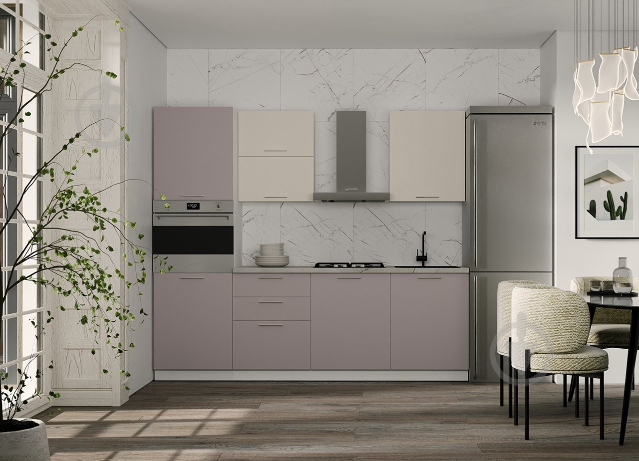 Кухня модульна ROKO Руна пряма МДФ 2,4×2,4м меланж/мокко матовий/білий - фото 1