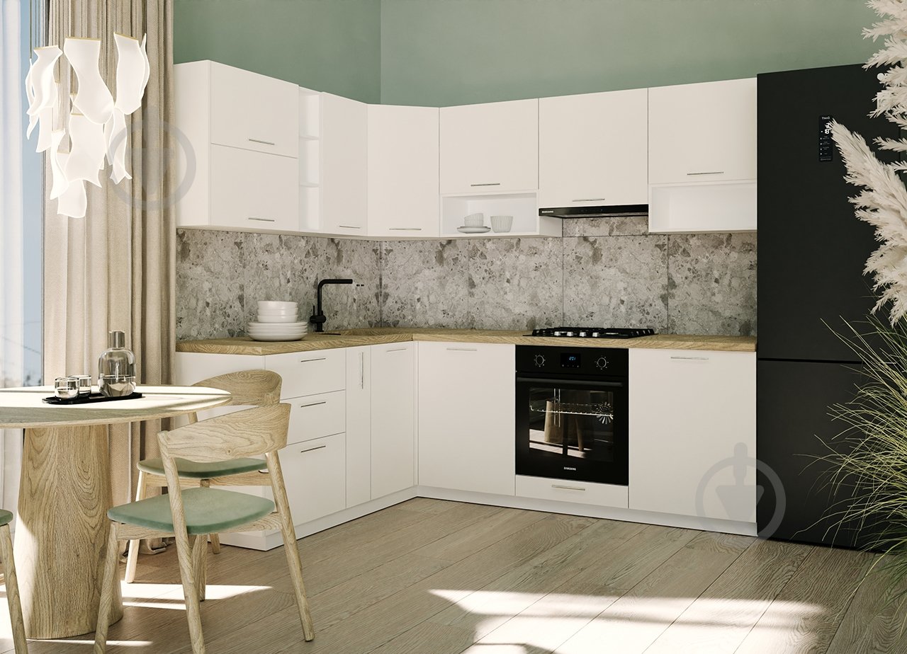 Кухня модульная ROKO Руна прямая МДФ 1,8×1,8м лавина мат/белый - фото 1